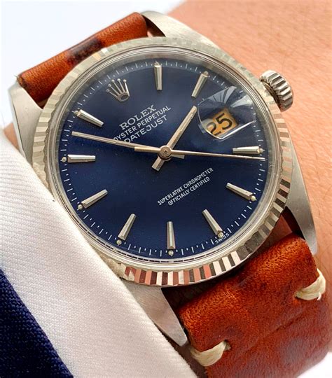 rolex datejust vintage blue dial|More.